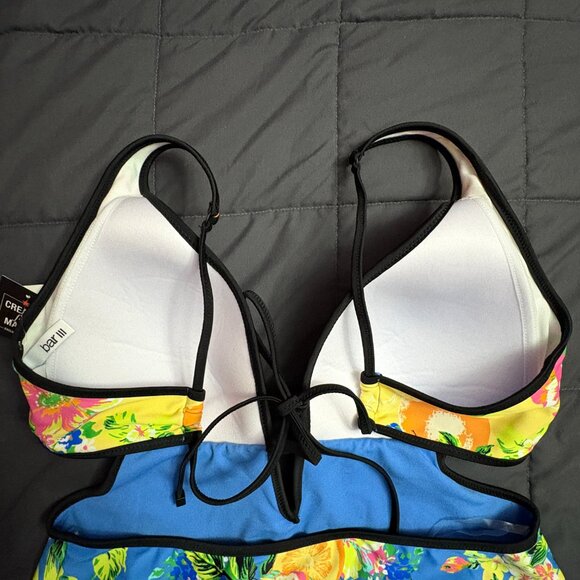 Bar III Women's Printed Plunge-Neck Tropical-Print Tankini - Size: Large - NWT - Picture 7 of 15
